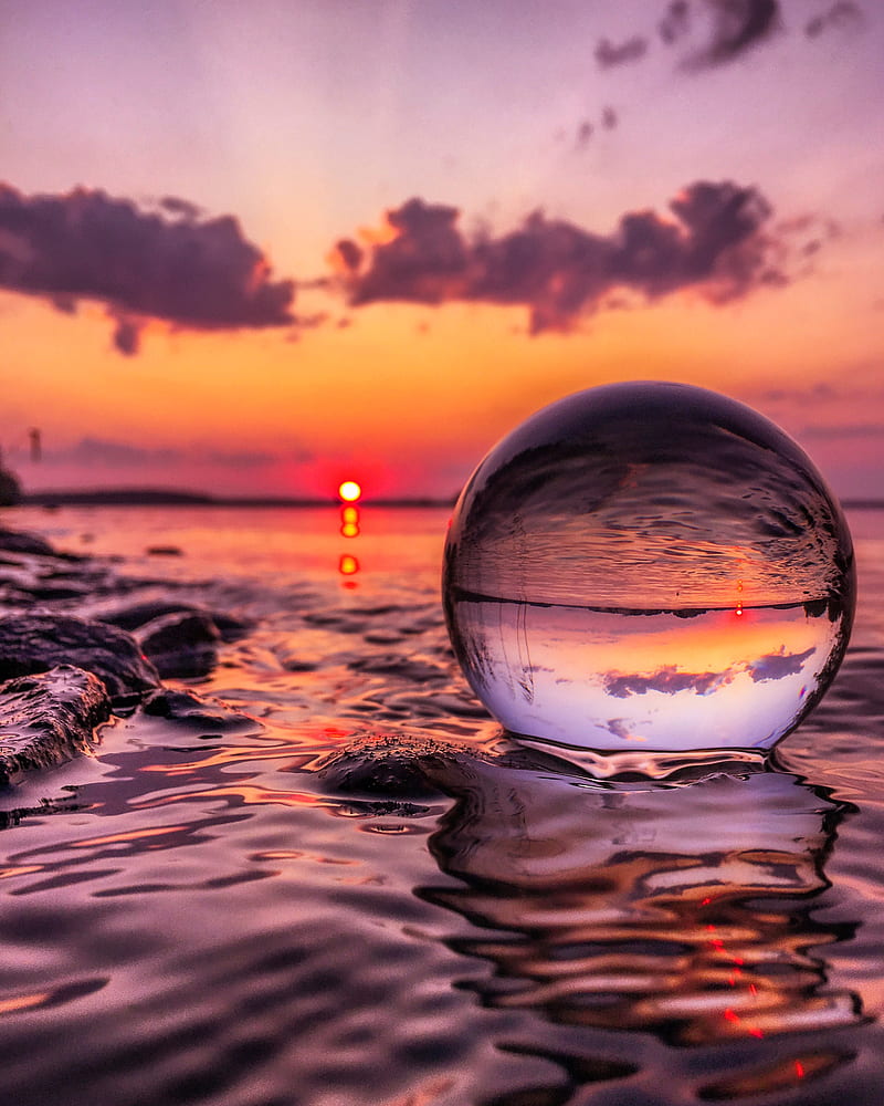 Sunset in Finland, beach, Colorful, r, JeanLancia, Lensball, Lightroom, Naturegraphy, graphy, Sun Reflection, , amazing, art, autumn, beauty, capture, clouds, evening, glassball, horizon, iphone, lake, landscape, nature, sky, view, water, world, HD phone wallpaper