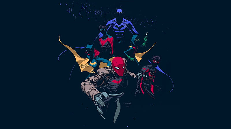 Batfamily, batman, superheroes, , batgirl, robin, nightwing, red-hood, HD wallpaper