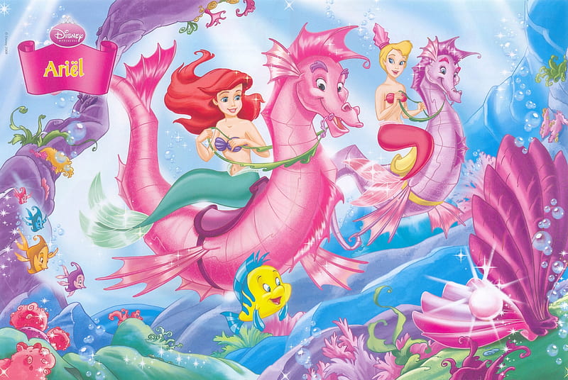 Ariel's beginning 2008, pink, fantasy, little mermaid, seahorse, movie,  ariels beginning, HD wallpaper | Peakpx