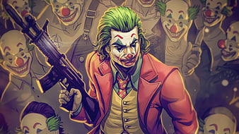 Joker With Gun Up, joker, superheroes, artwork, artist, HD wallpaper ...
