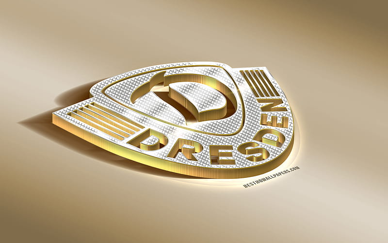 SG Dynamo Dresden, German football club, golden silver logo, Dresden, Germany, 2 Bundesliga, 3d golden emblem, creative 3d art, football, HD wallpaper
