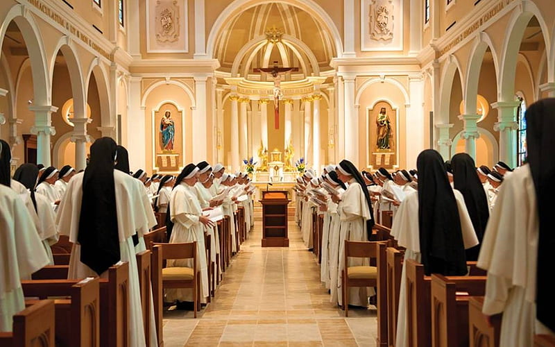 Sisters at Prayer, Christian, nuns, sisters, church, prayer, HD wallpaper