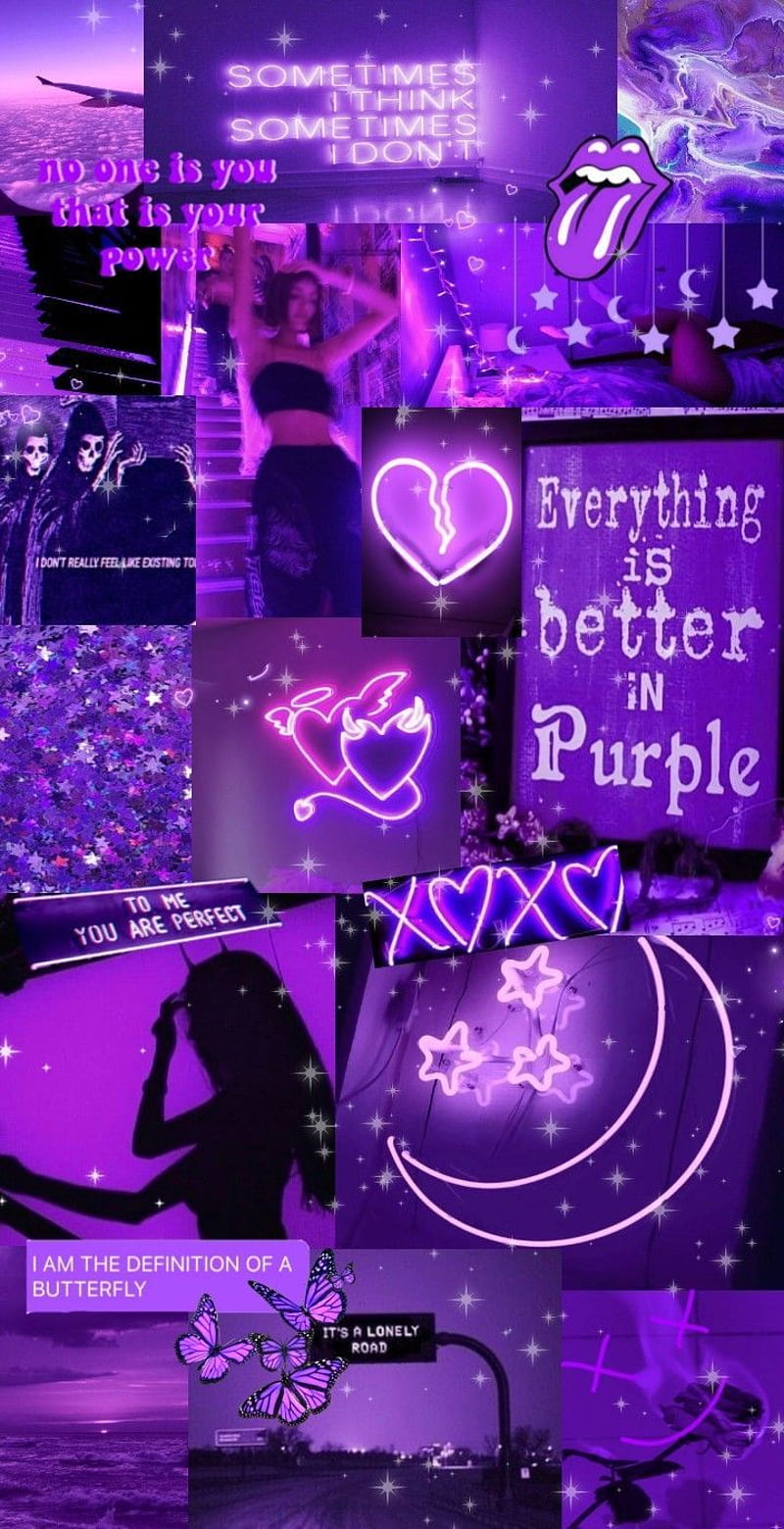 Download Purple Wall Collage Aesthetics Computer Wallpaper