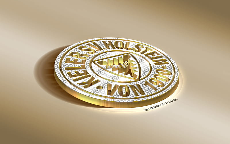 Holstein Kiel, German football club, golden silver logo, Kiel, Germany, 2 Bundesliga, 3d golden emblem, creative 3d art, football, HD wallpaper