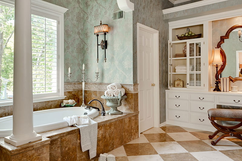 Traditional Bathrooms , architecture, bathroom, home, desenho, interior design, classic, style, HD wallpaper