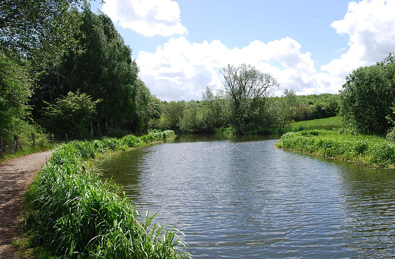 Chesterfield Canal, water, sky, trees, canal, HD wallpaper