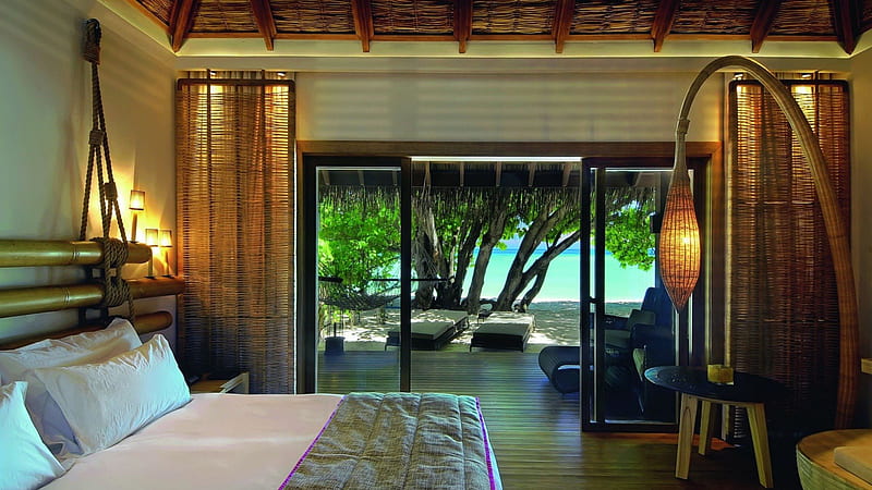 Gorgeous hotel room in bora bora, beach, hotel, room, trees, HD wallpaper |  Peakpx