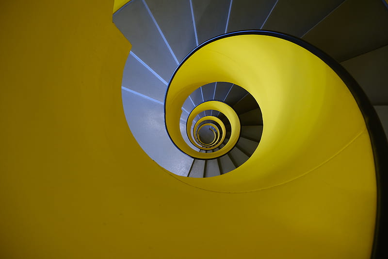 spiral, stairs, steps, railings, twisting, HD wallpaper