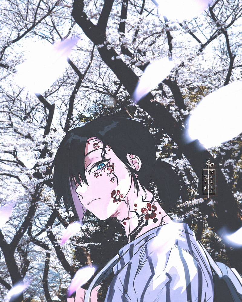 Obanai Iguro, anime, cherry blossoms, demon slayer, kimetsu no yaiba, love, serpent hashira, tokyo, HD phone wallpaper