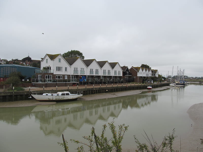 Riverfront Reflections, Sussex, Houses, Boats, Rye, Rivers, Reflections, HD wallpaper