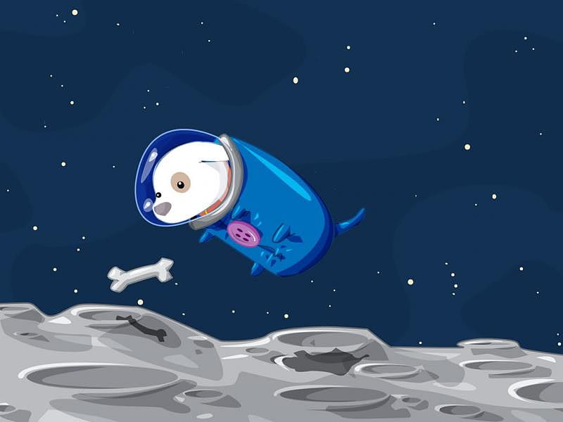 Space Puppy, cute, astronaut, bone, dogs, puppy, HD wallpaper