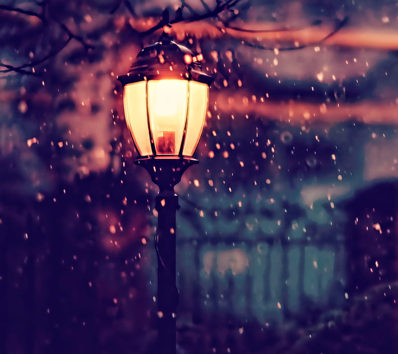 Lamp Post, darkness, hope, light, rain, romantic, HD wallpaper