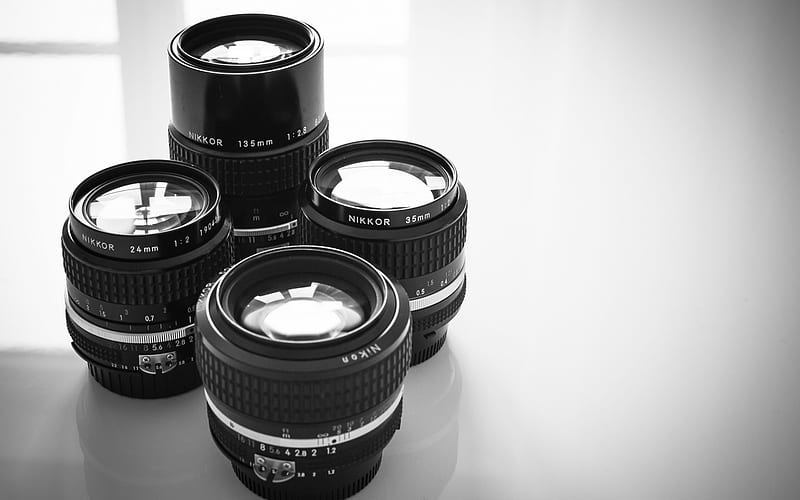 Nikon lenses, various lenses, graphers, HD wallpaper