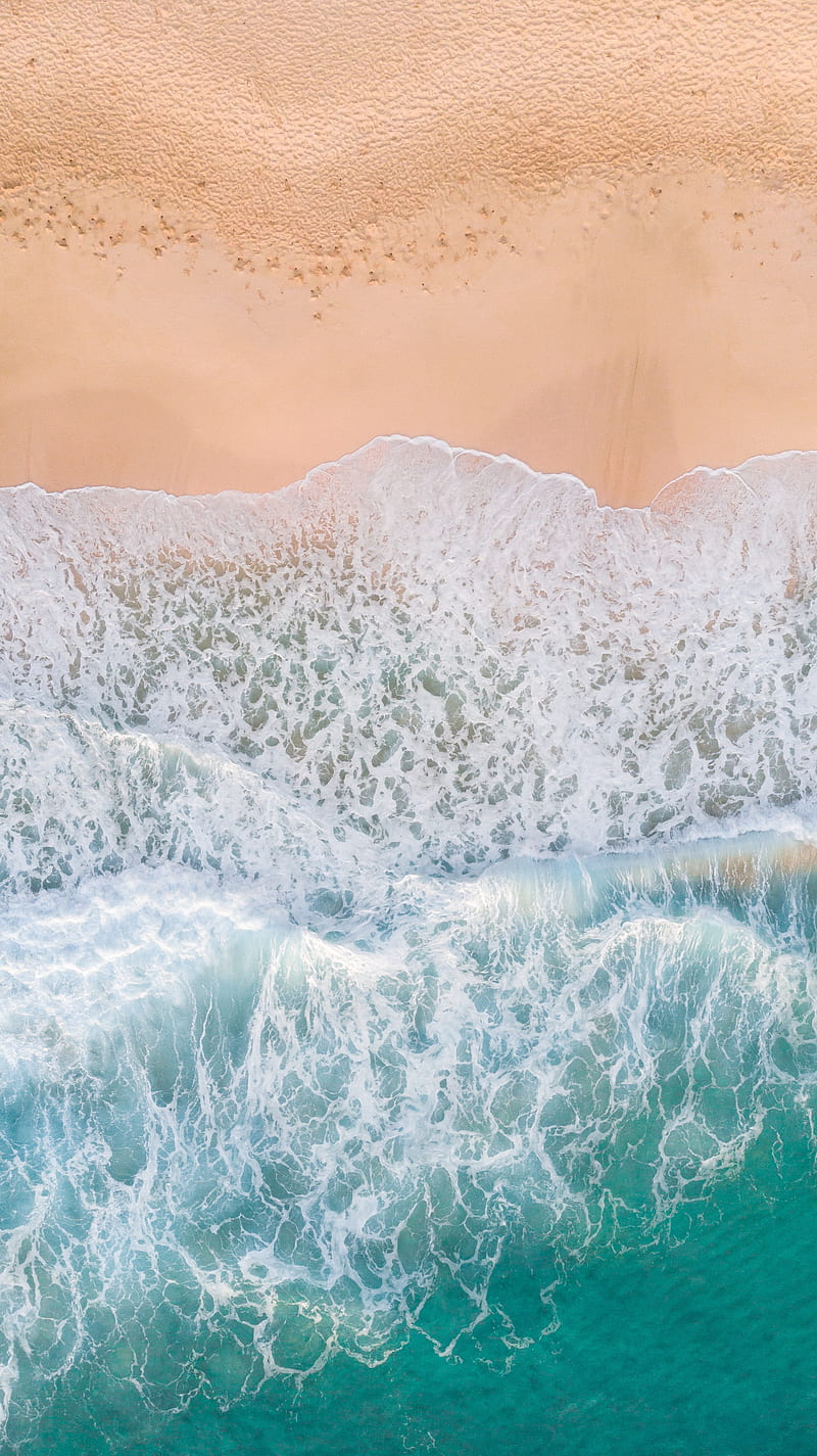 beach, wave, aerial view, sea, sand, surf, HD phone wallpaper