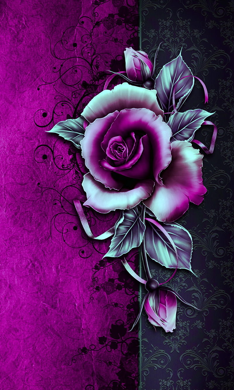 Vintage Rose, bonito, floral, flower, purple grey, romantic, HD phone wallpaper