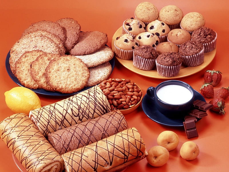 *** Cookies ***, cup, cookies, milk, food, HD wallpaper