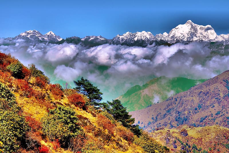 Mountains, Mountain, , Himalayas, India, Bengali, Singalila, Singalila Ridge, HD wallpaper