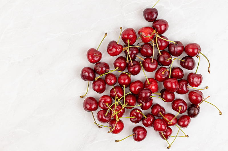 sweet cherry, cherry, berry, fruit, white, HD wallpaper
