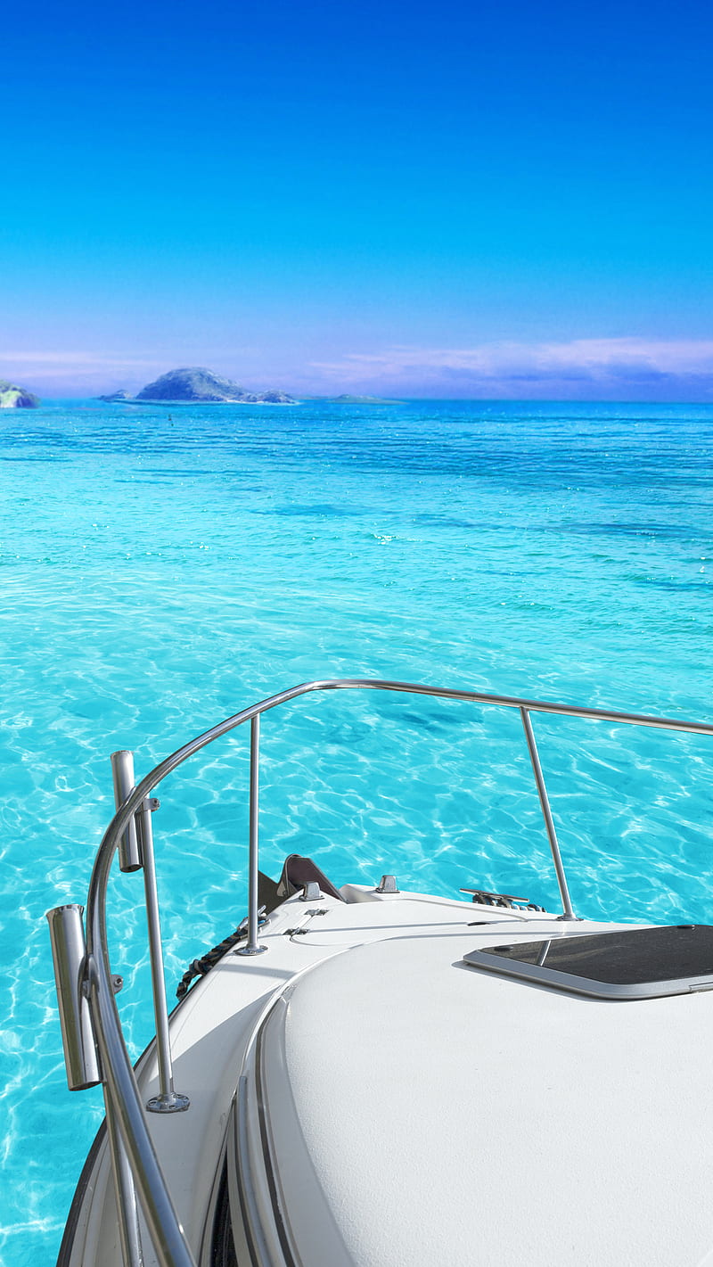 Yacht, island, sea, HD phone wallpaper