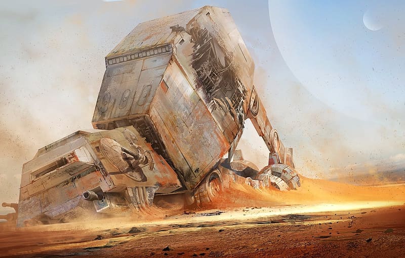 desert, planet, robot, Star Wars, the ruins, Star Wars for , section фантастика, HD wallpaper