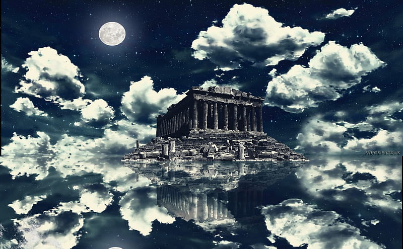 Greece, ruins, acropolis, athens, sky, parthenon, akropolis, hellas, summer, blue, HD wallpaper