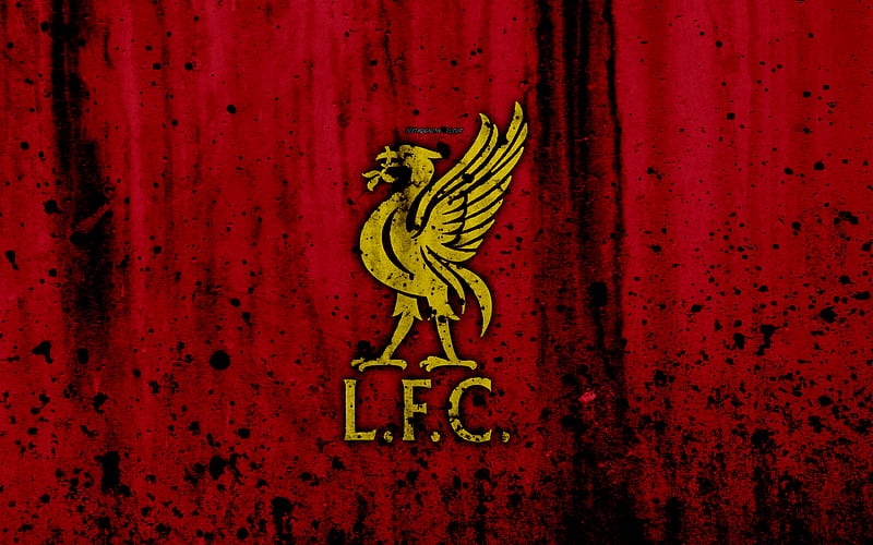 FC Liverpool new logo, Premier League, 2017, England, soccer, football club, grunge, Liverpool, art, stone texture, Liverpool FC, HD wallpaper