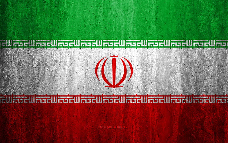 Flag of Iran stone background, grunge flag, Asia, Iran flag, grunge art, national symbols, Iran, stone texture, HD wallpaper