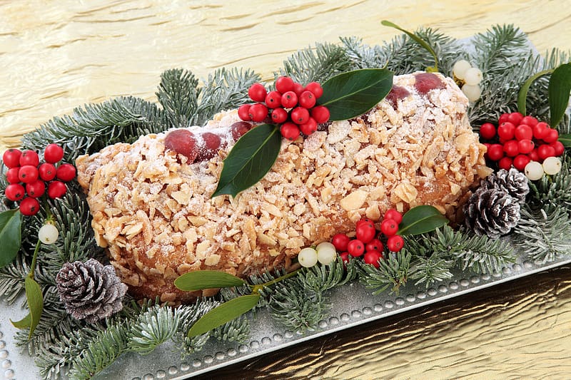 Holidays, Christmas, Pastry, Swiss roll, Branches - Rare Gallery, HD wallpaper
