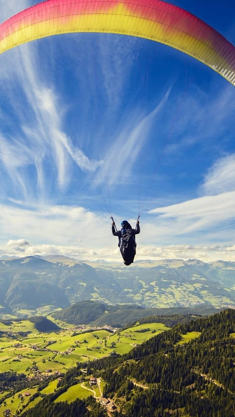 Paragliding, parachute, nature, sky, hills, HD phone wallpaper | Peakpx