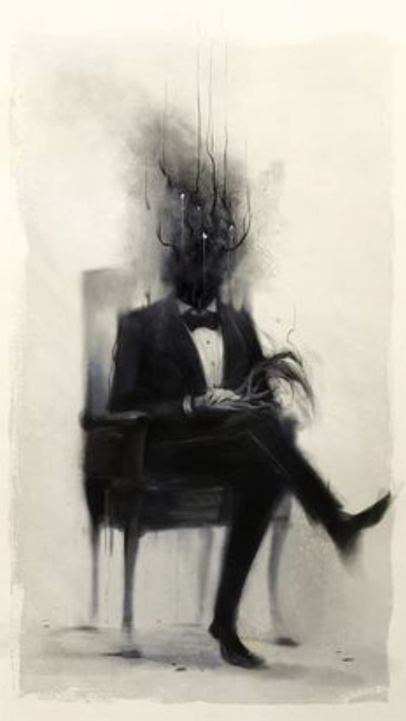 Portrait of dead man, blackandwhite, creepy, creepyart, dark, darkart, eerie, horror, horrorart, HD phone wallpaper