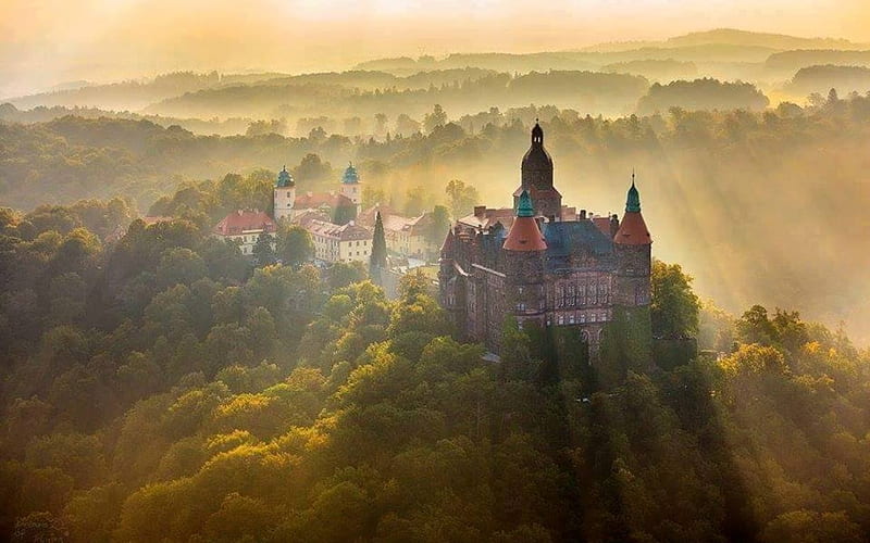 Walbrzych Castle, Poland, Poland, history, archirecture, castle, landscape, HD wallpaper