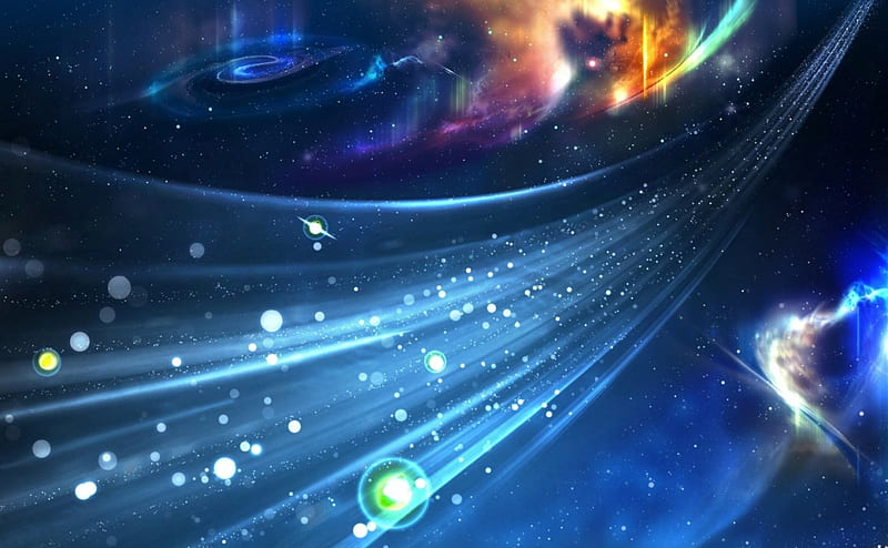 Space, stars, planets, glitter, texture, cosmos, sky, blue, HD wallpaper