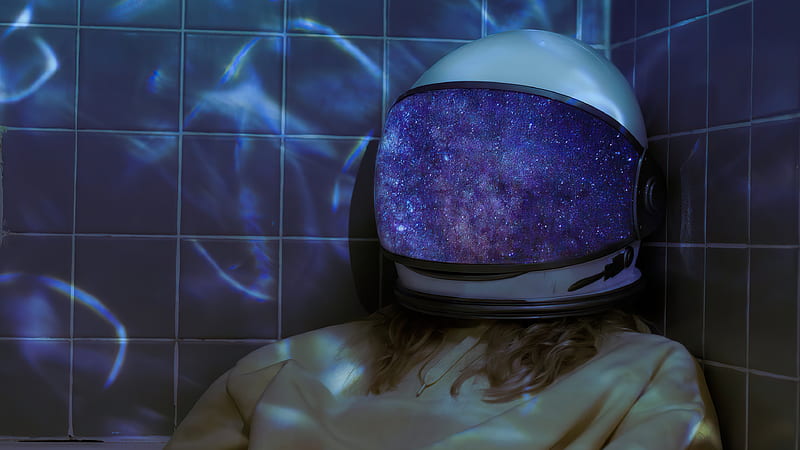 The Ocean Of Human Endeavor , astronaut, helmet, space, galaxy, artist, artwork, digital-art, HD wallpaper