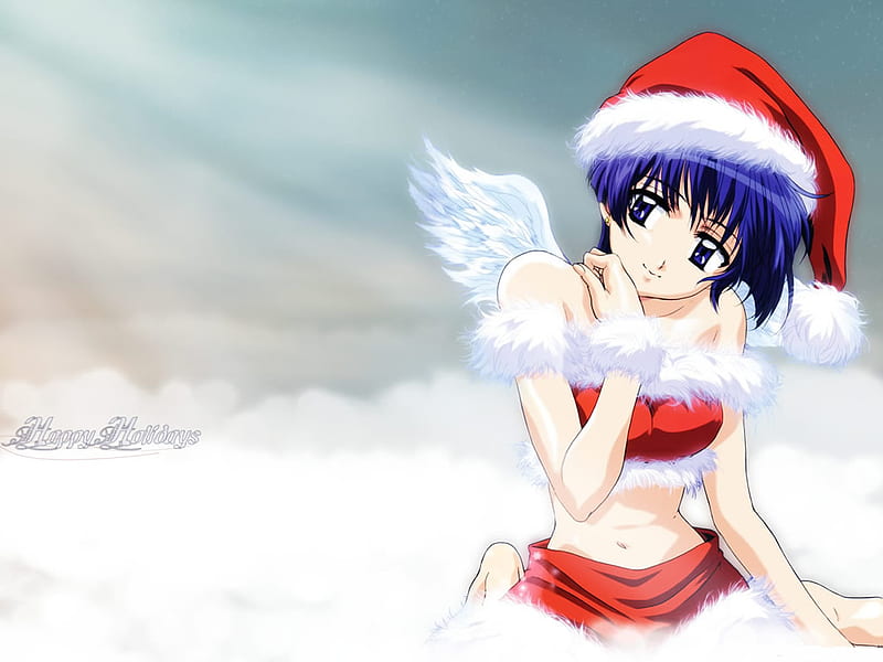 Happy Holidays, red, female, cloud, christmas, holiday, angel, wing, sexy,  merry christmas, HD wallpaper | Peakpx