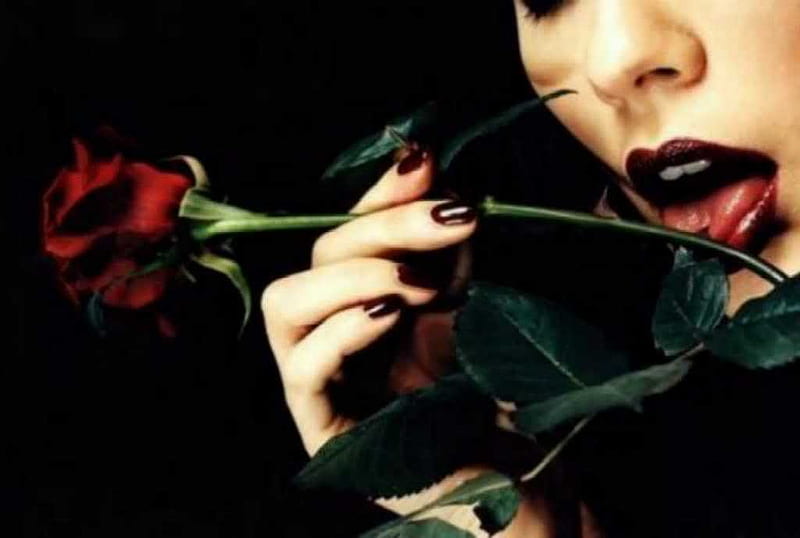 Lick, goth, rose lick, thorn, lady, HD wallpaper
