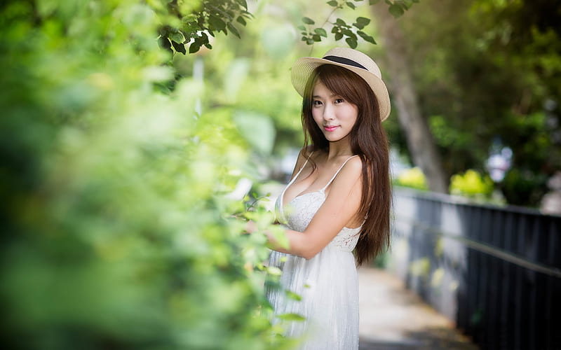 Summer Charming Girl Hat Park-Model, HD wallpaper