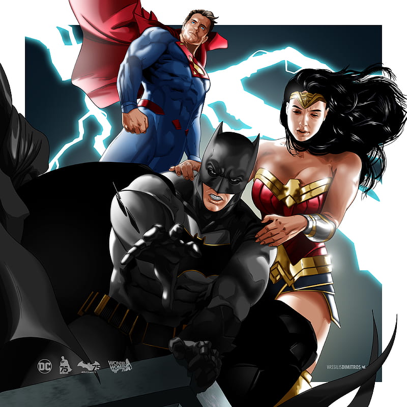Crime Alley Batman Wonder Woman Superman , batman, wonder-woman, superman, superheroes, digital-art, behance, HD phone wallpaper