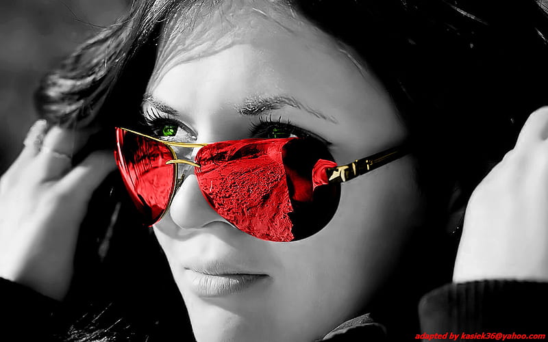 profundidad mucho dolor de cabeza Gafas de sol rojas, gafas, rojo, cara, mujer, Fondo de pantalla HD | Peakpx