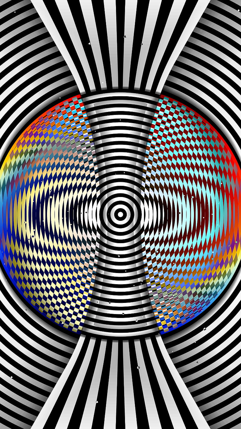 Liberation, Divin, black-white, circle, color, dynamic, eye-catching, geometric, gradient, holographic, illusion, iridescent, kinetic, multi-coloured, op-art, opart, optical, optical-art, optical-illusion, striped, texture, visual, HD phone wallpaper