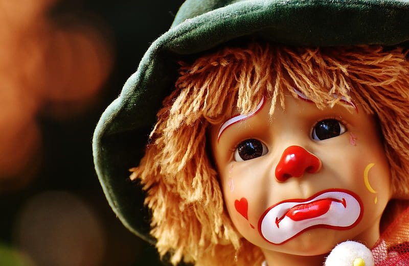 Sad clown, sad, clown, face, doll, HD wallpaper