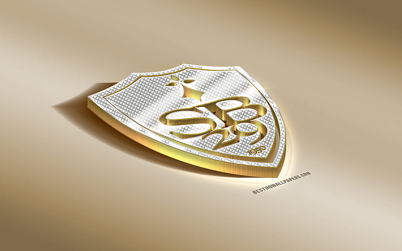 Stade Brestois 29, French football club, golden silver logo, Brest, France, Ligue 2, 3d golden emblem, creative 3d art, football, HD wallpaper