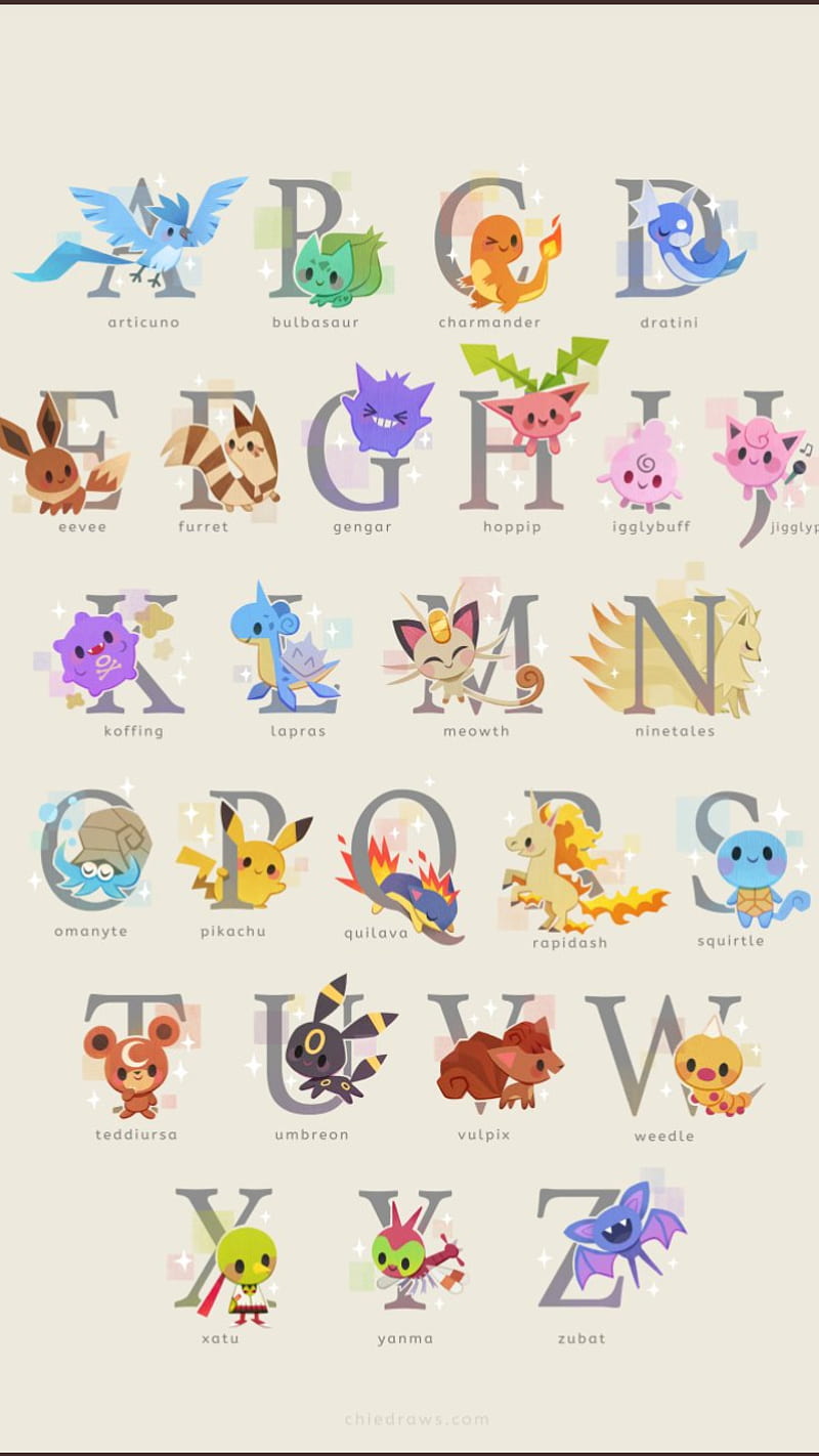 Pokemon alphabet , anime, dragon, cartoon, evee, HD phone wallpaper