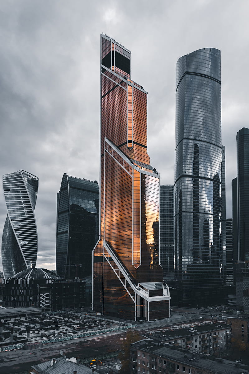 moscow city, skyscrapers, architecture, moscow, russia, HD phone wallpaper