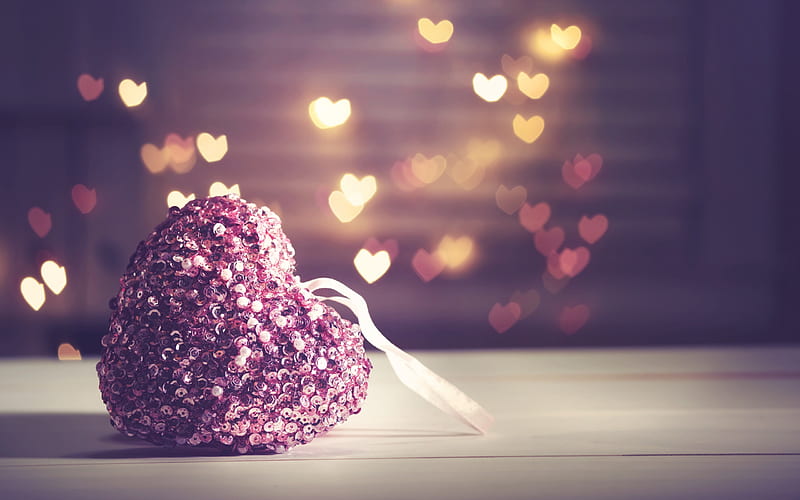 Happy Valentines Day, pink creative heart, pendant, decoration, romance, HD wallpaper