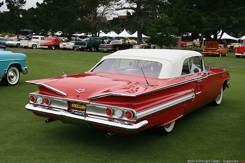 60 Impala, red, impala, car, chevy, 60, HD wallpaper