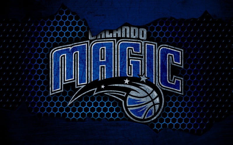 Orlando Magic logo, NBA, basketball, Eastern Conference, USA, grunge, metal texture, Southeast Division, HD wallpaper