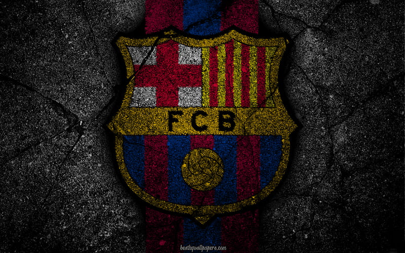 Barcelona, logo, FCB, La Liga, soccer, football club, LaLiga, grunge, FC Barcelona, HD wallpaper