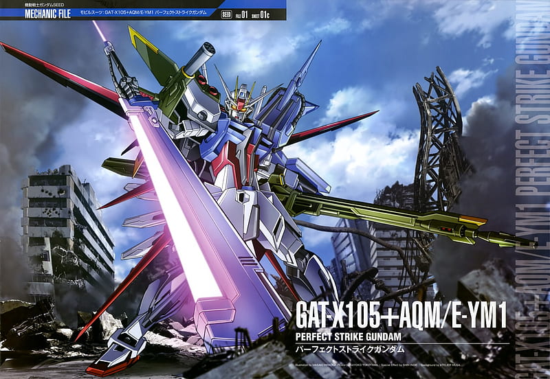 Hiraoka Masaki Gundam Gundam Seed Perfect Strike Gundam Strike Gundam Gun Landscape Mecha Sword Yande Re Hd Wallpaper Peakpx