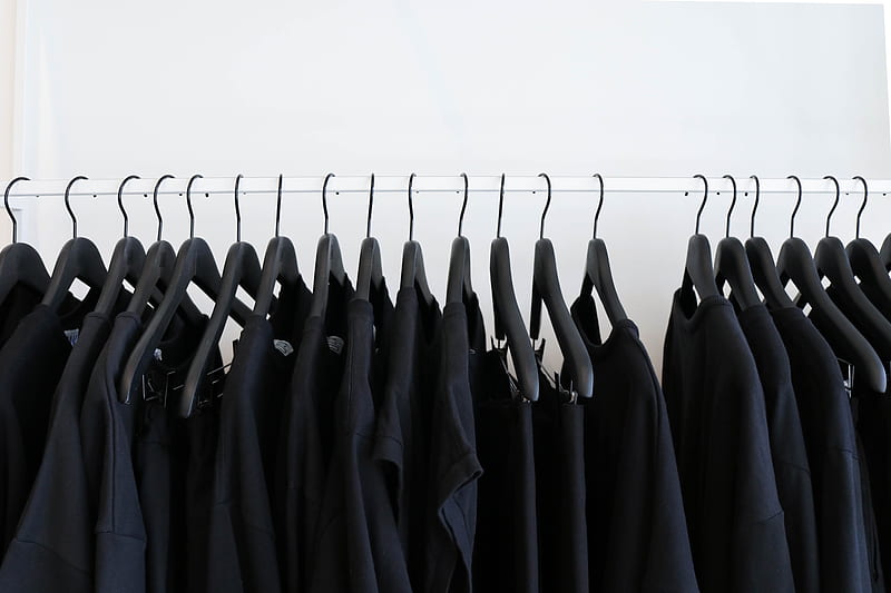black clothes hanged in rack, HD wallpaper