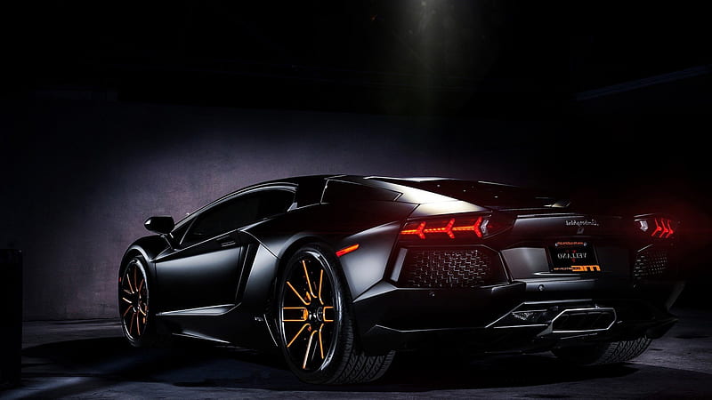 Lamborghini Black, lamborghini, carros, wheels, alloys, black, HD wallpaper